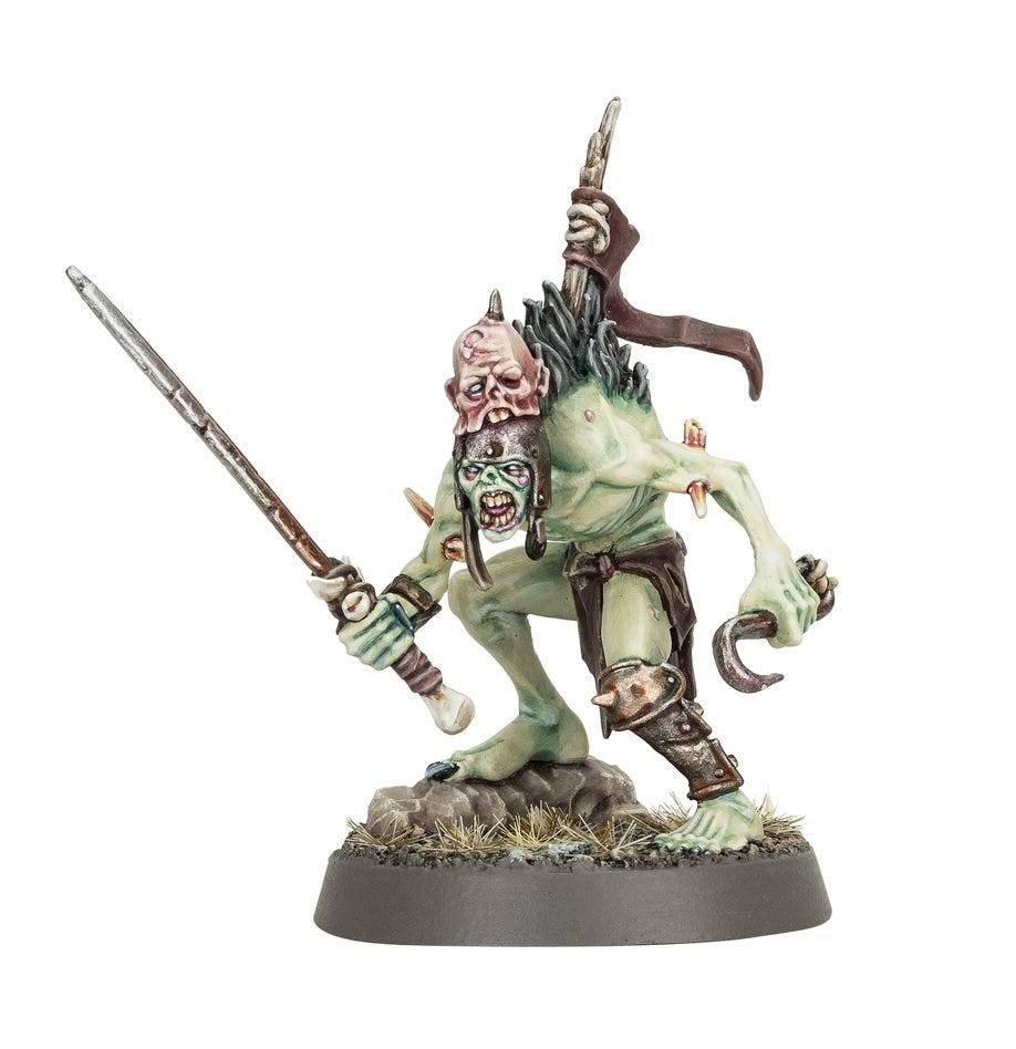 Painted Cryptguard ghoul in a stolen crown with a long halberd and hooked blade, Flesh-eater Courts