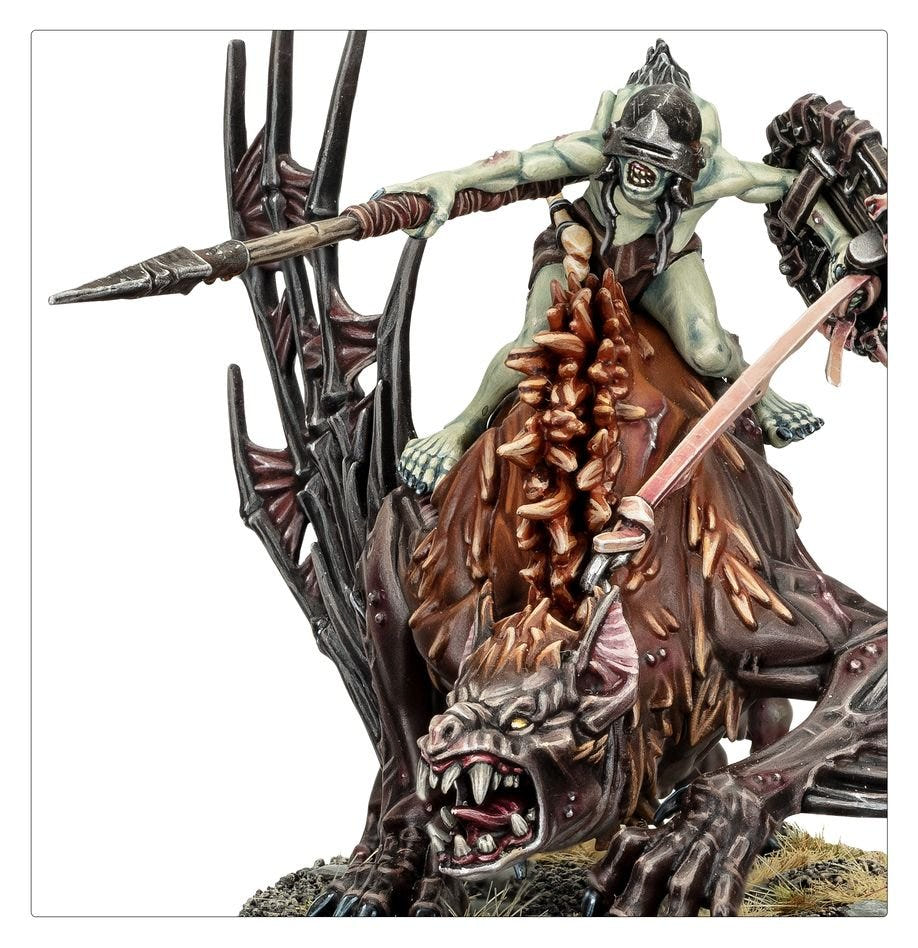 Close-up of a Morbheg Knight ghoul thrusting a lance from the back of its nightshrieker