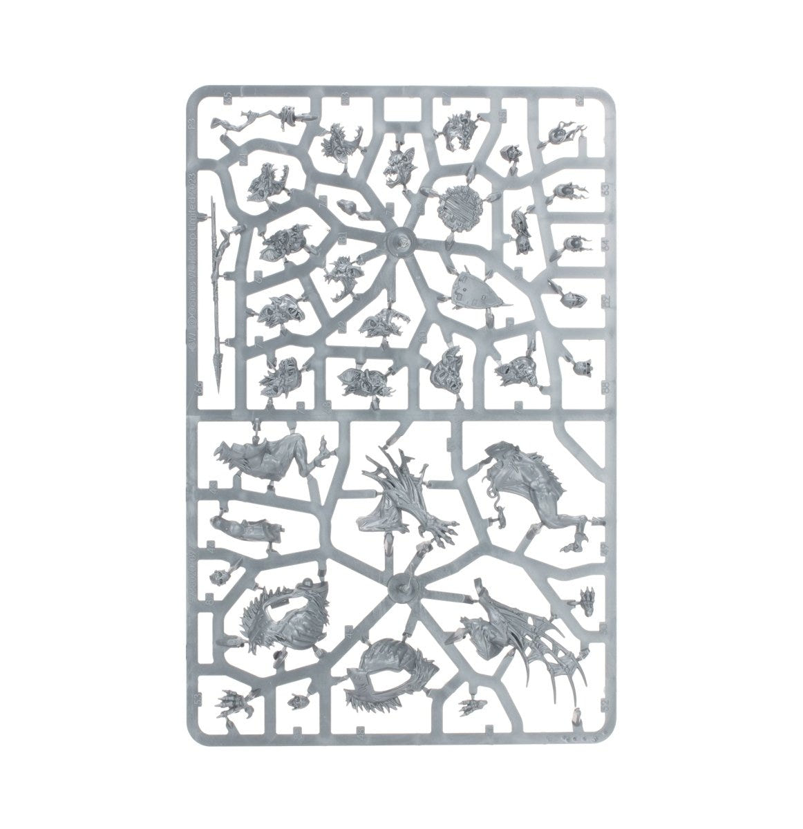 Morbheg Knights unpainted plastic sprue, frame 1 of 3