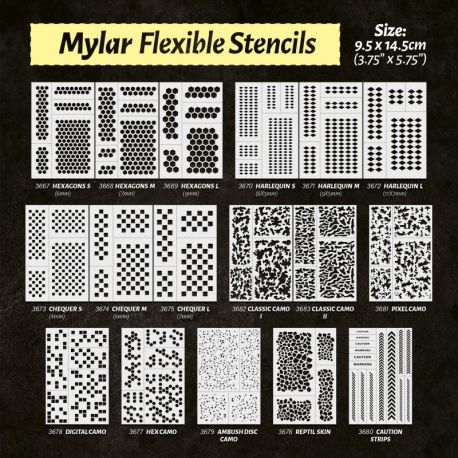 Green Stuff World - Mylar flexible stencils - Pixel CAMO (9mm) - Loaded Dice
