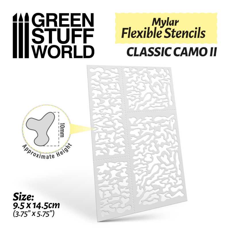Green Stuff World - Mylar flexible stencils - Classic Camo 2 (10mm Approx) - Loaded Dice Barry Vale of Glamorgan CF64 3HD
