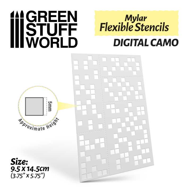 Green Stuff World - Mylar Flexible Stencils DIGITAL CAMO - Loaded Dice Barry Vale of Glamorgan CF64 3HD