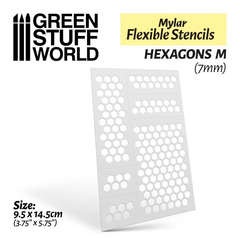 Green Stuff World - Mylar Flexible Stencils HEXAGONS Medium (7mm) - Loaded Dice