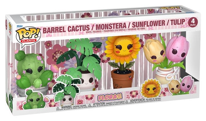 Funko POP! Flora 4-pack window box with Barrel Cactus, Monstera, Sunflower and Tulip vinyl figures