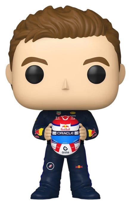 Funko Pop! Racing Max Verstappen figure in Red Bull team kit holding his helmet