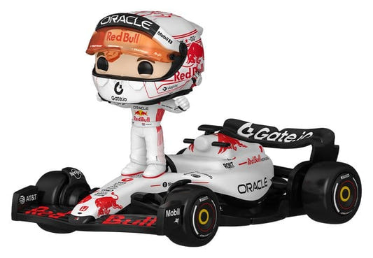 Funko Pop! Rides Max Verstappen in helmet with white Red Bull Racing Formula 1 car