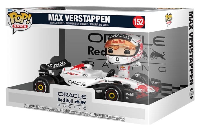 Max Verstappen white Red Bull Pop! Rides Super Deluxe set in its window box, number 152