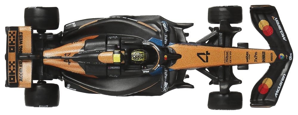 Hot Wheels Premium McLaren 1:64 F1 car viewed from directly above