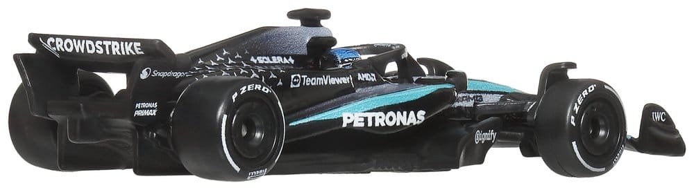 Hot Wheels Premium Mercedes-AMG PETRONAS 1:64 F1 car, rear three-quarter view
