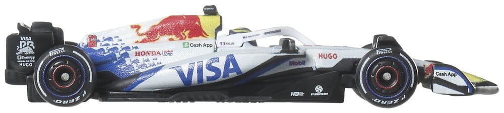 Hot Wheels Premium Racing Bulls 1:64 die-cast F1 car, low left side profile