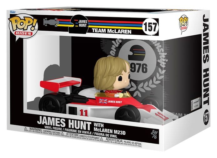 Funko Pop! Rides James Hunt with McLaren M23D number 157 in Team McLaren window box