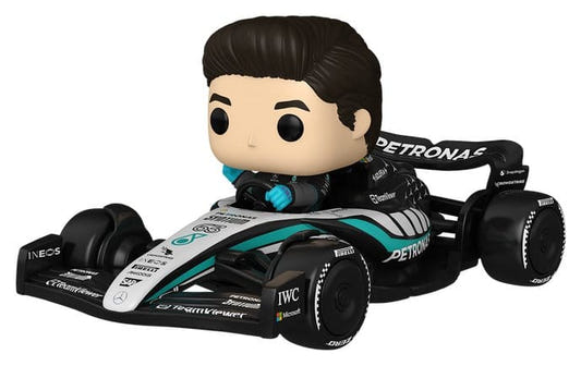 Funko Pop! Rides George Russell in his black and silver Mercedes Formula 1 car