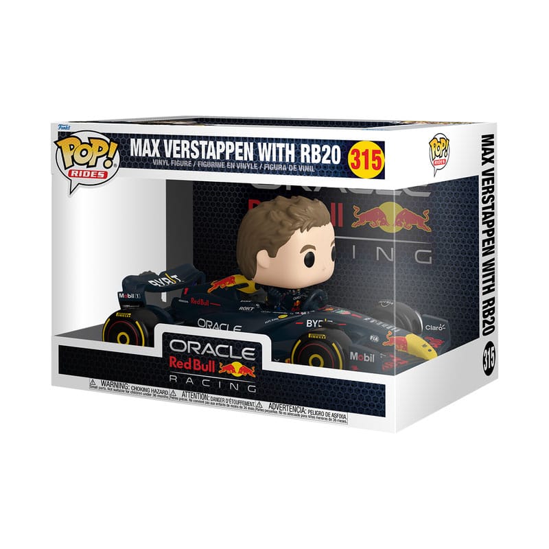 Funko Pop! Rides Super Deluxe Max Verstappen with RB20 set 315 in its wide window box