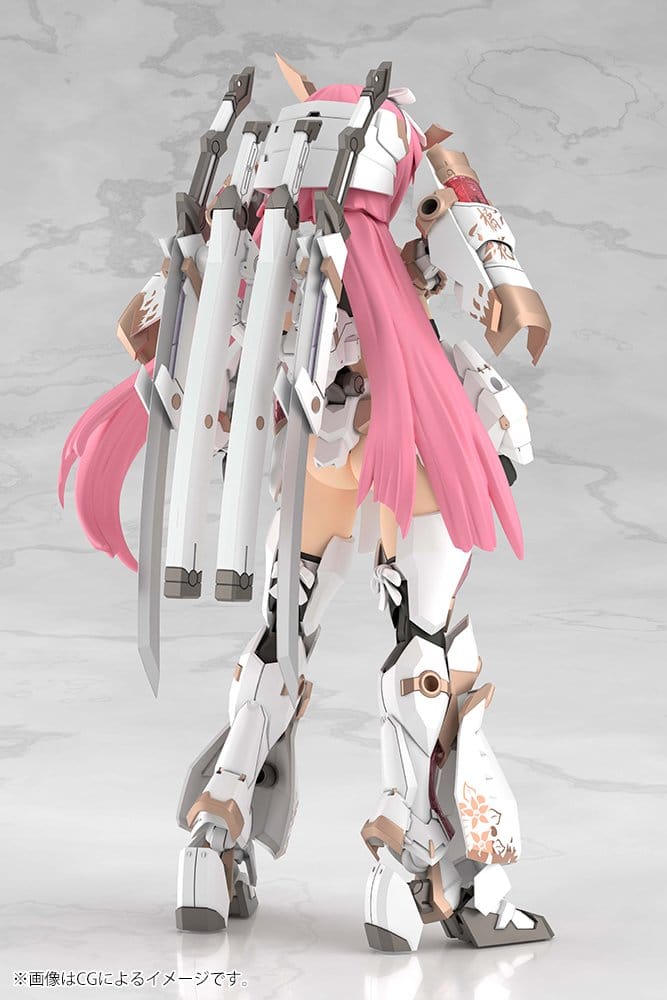 Grand Scale Magatsuki Kikka model kit, rear view showing back unit and long pink hair