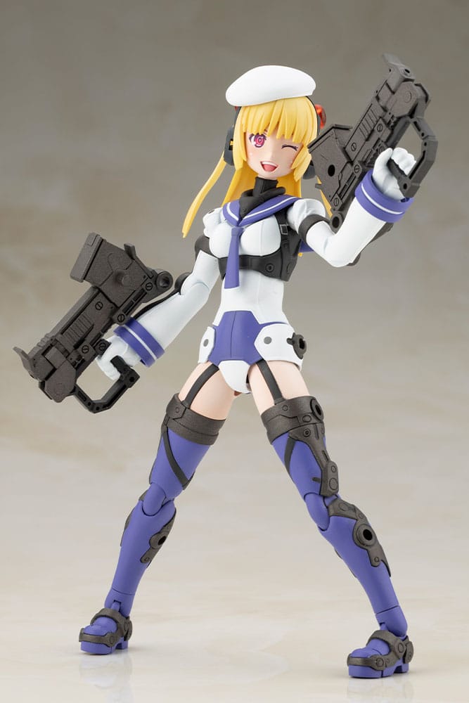 Frame Arms Girl Greifen Barracuda winking and holding a machine gun, Kotobukiya model kit