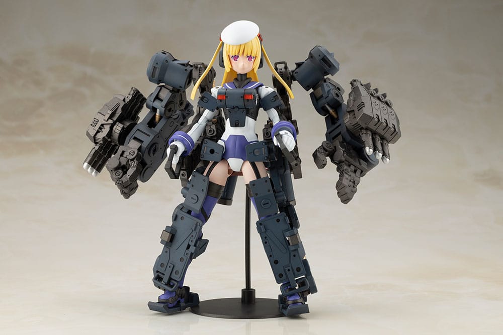 Greifen Barracuda fully armoured with Excannon unit, front view on stand, Frame Arms Girl