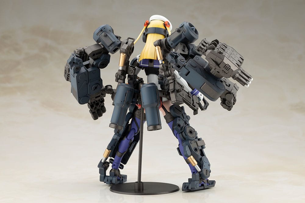 Greifen Barracuda fully armoured with Excannon unit, rear view on stand, Frame Arms Girl