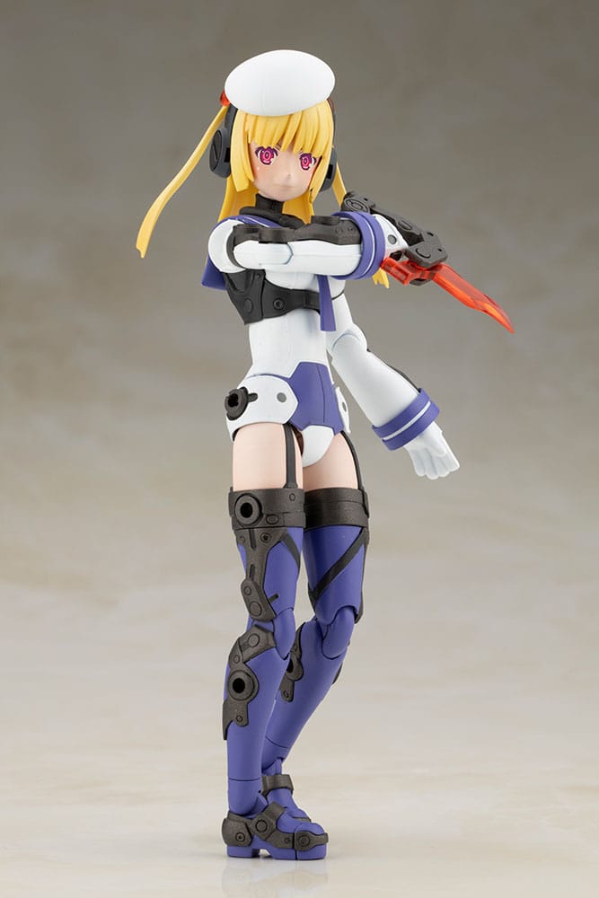 Frame Arms Girl Greifen Barracuda posed with a red hand knife, Kotobukiya model kit