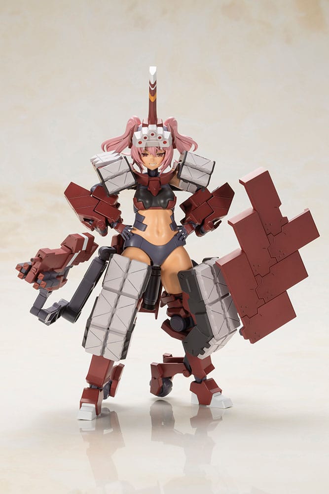 Kagutsuchi-Otsu Fencer front view with sub-arm and shield deployed, Frame Arms Girl