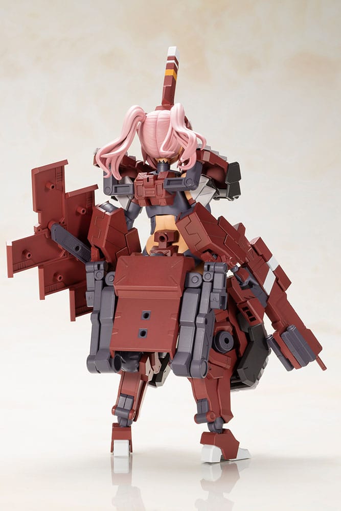 Kagutsuchi-Otsu Fencer seen from behind, pink twin tails and dark red back armour, Kotobukiya Frame Arms Girl