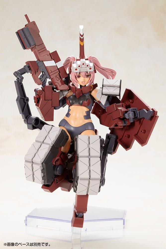 Kagutsuchi-Otsu Fencer with gun and layered shield on a clear stand, Frame Arms Girl