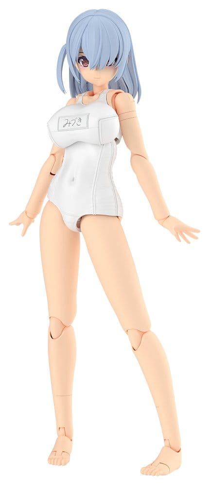 Kotobukiya Frame Arms Girl Mizuki in white school swimsuit, front view on white background