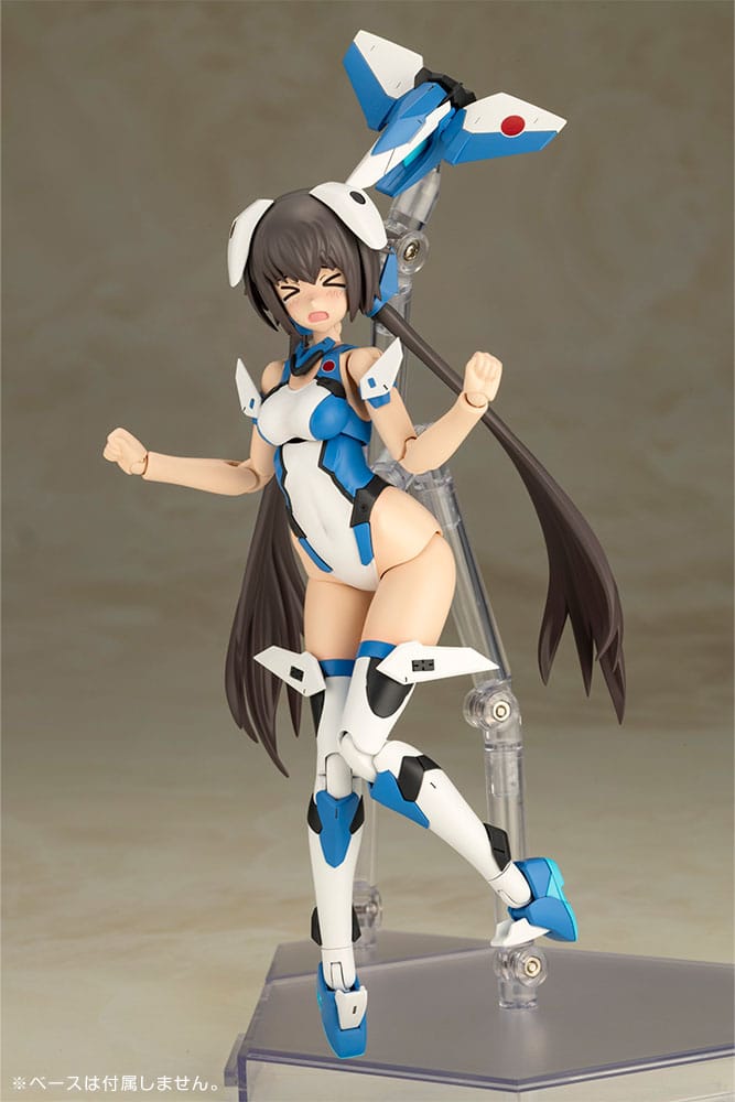 Frame Arms Girl Stylet Blue Impulse Color Ver. cheering beside back booster in fighter-jet mode