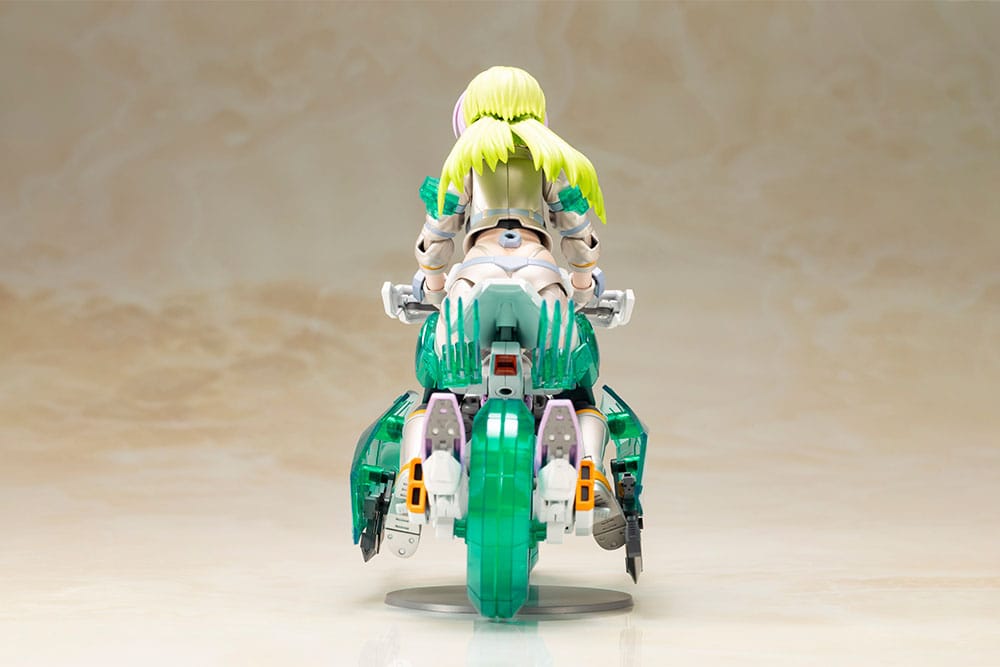 Frame Arms Girl Wilber Nine Beryl Armor Custom on motorcycle, straight rear view