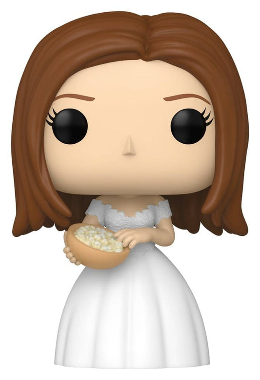 Funko POP! Rachel Green from Friends in a white wedding dress holding a small bowl