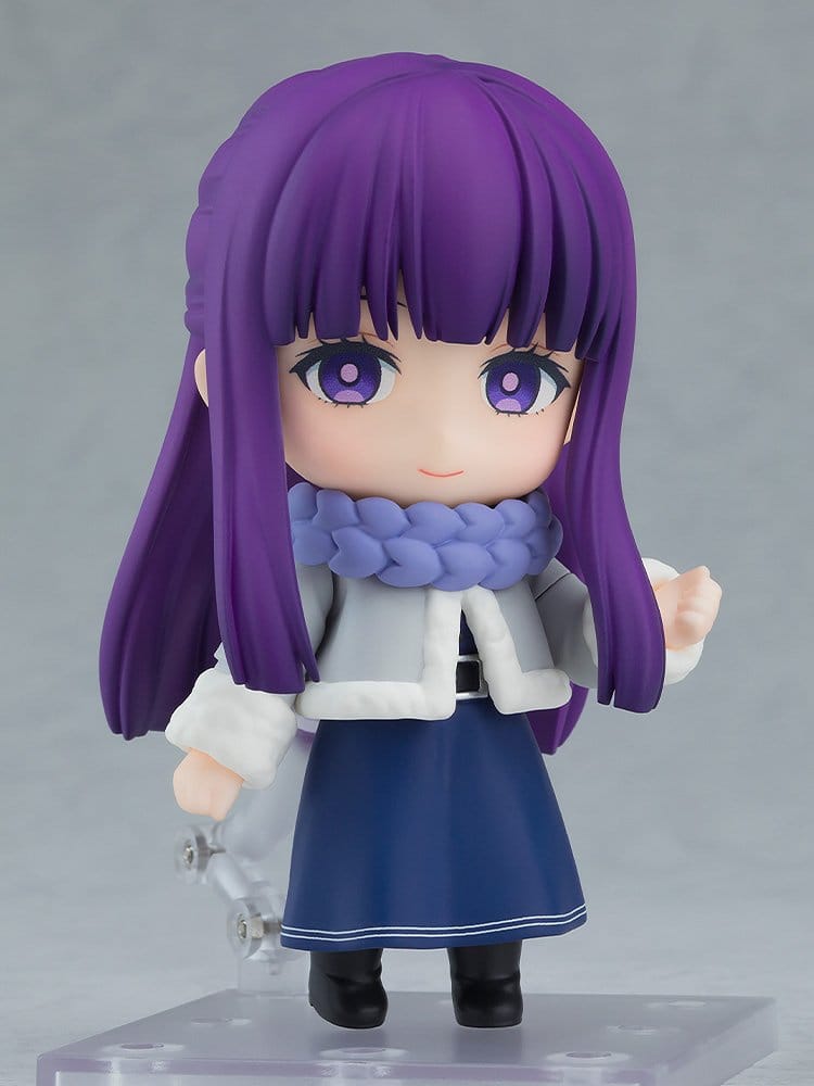 Nendoroid Basic Fern Winter Clothes Ver. on stand in white coat and long navy skirt