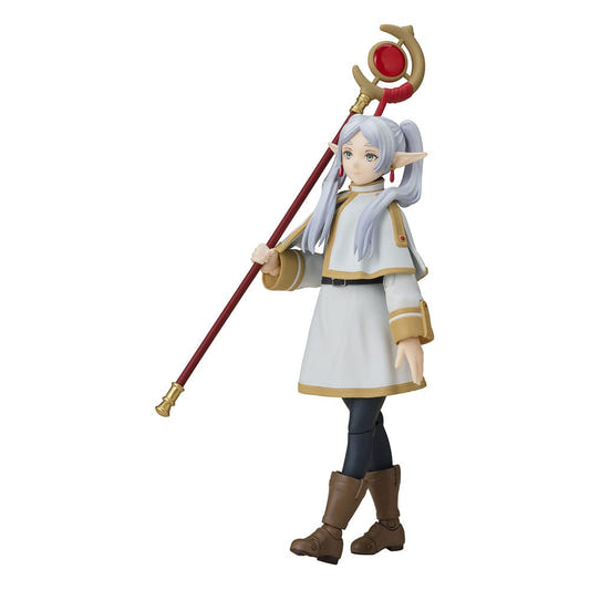 Bandai S.H.Figuarts Frieren action figure holding her red-jewelled staff, front view