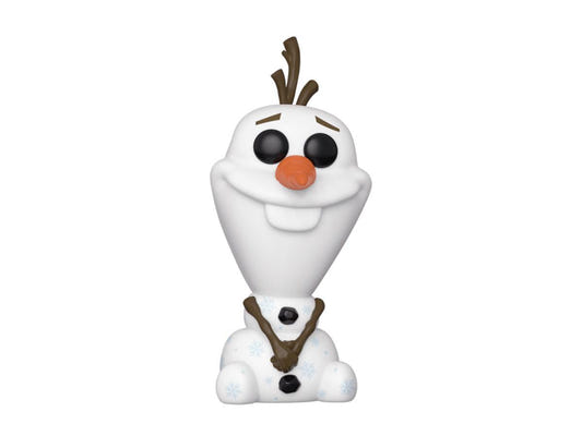 Funko Pop! Disney Frozen II Olaf the snowman vinyl figure, front view out of the box