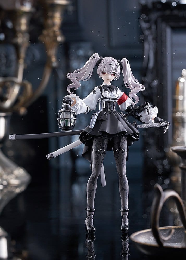 figma Ruka with lantern standing among dark antique silverware and candelabras, Fukashin Ryouiki