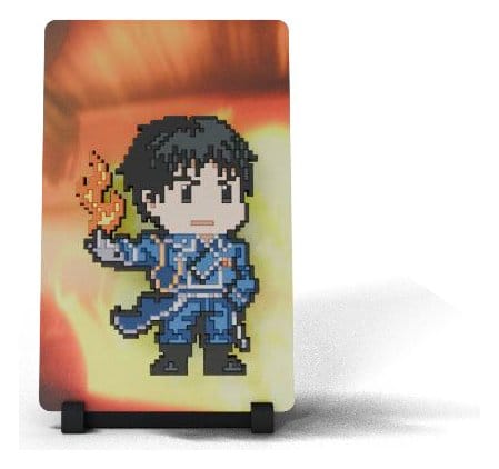 First 4 Figures Fullmetal Alchemist FiGGYZ pixel-art magnet of Roy Mustang with flame on stand