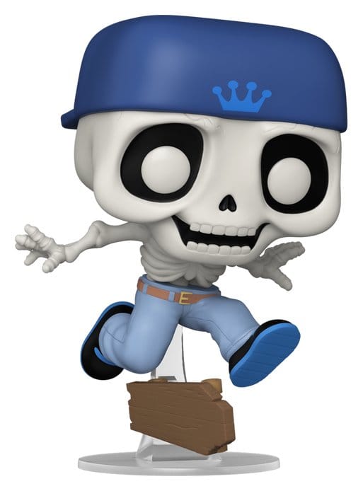 Funko Legacy Skater Skully Pop! Icons vinyl figure in blue cap and jeans kicking up a skateboard