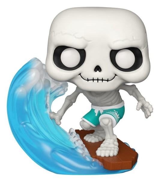 Funko Legacy Surfer Skully Pop! Icons vinyl figure, skeleton riding a surfboard on a blue wave