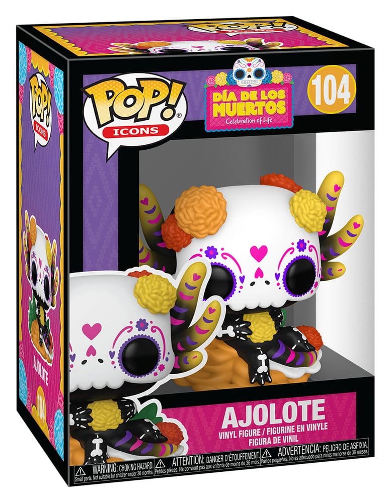Funko POP! Icons Día de los Muertos Ajolote axolotl vinyl figure in window box, number 104