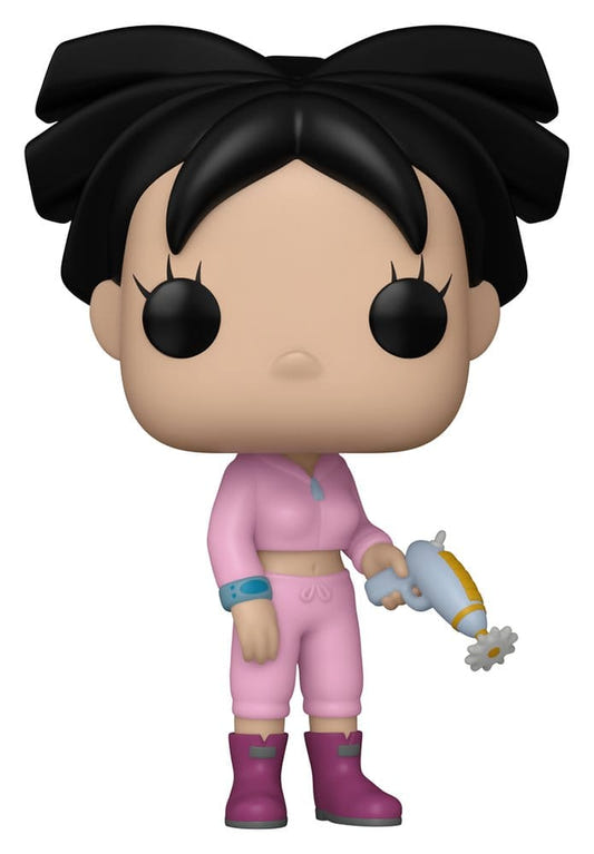 Funko POP! Amy Wong from Futurama in a pink tracksuit holding a ray gun