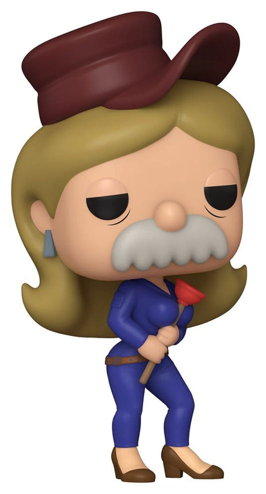 Funko POP! Sexy Scruffy from Futurama with long blond hair, cap and plunger
