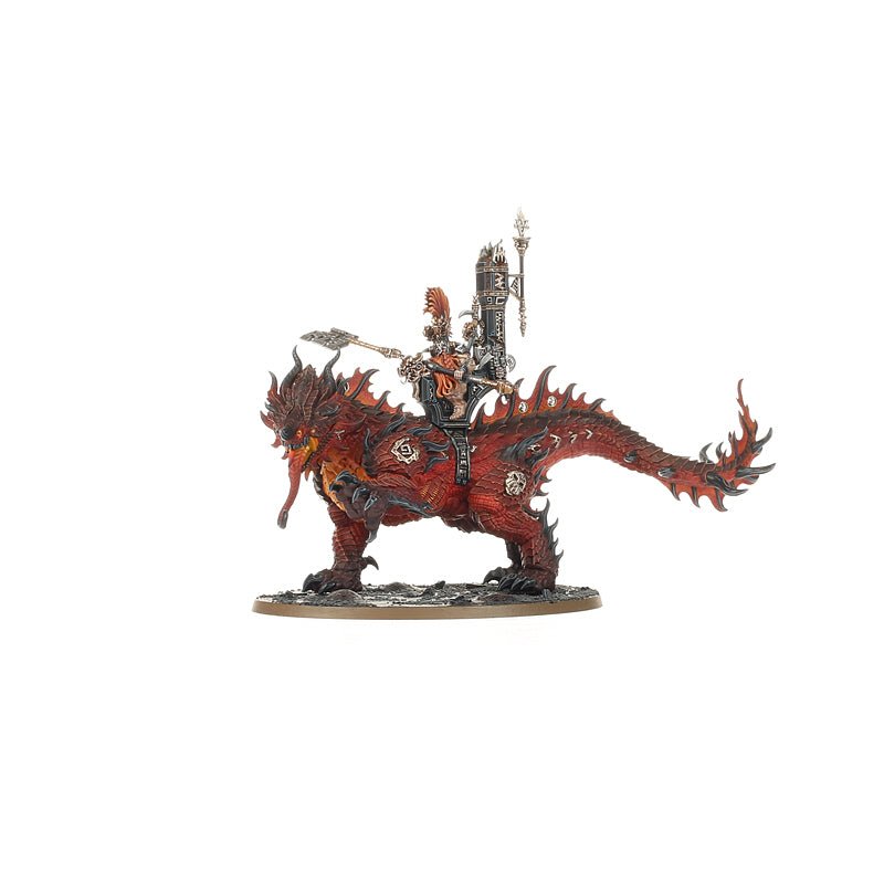 Fyreslayers: Auric Runefather on Magmadroth painted miniature - Loaded Dice