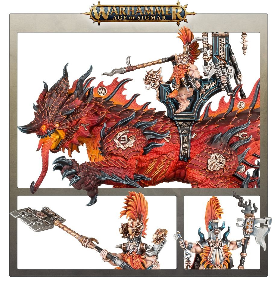Fyreslayers: Auric Runefather on Magmadroth model detail - Loaded Dice