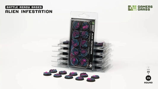 Gamers Grass Alien Infestation Round Bases - 25mm (x10) - Loaded Dice