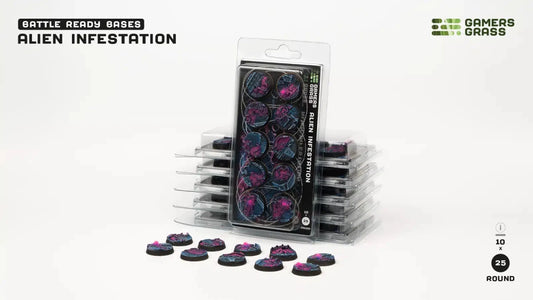 Gamers Grass Alien Infestation Round Bases - 25mm (x10) - Loaded Dice