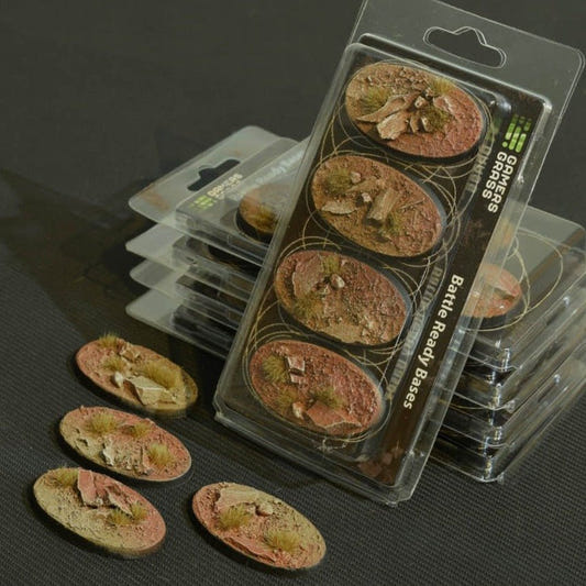 Gamers Grass Battle Ready Bases - Badlands oval 60mm (x4) - Loaded Dice