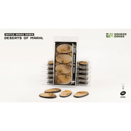 Gamers Grass Battle Ready Bases - Deserts of Maahl Oval 60mm (x4) - Loaded Dice