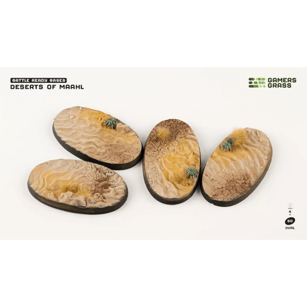 Gamers Grass Battle Ready Bases - Deserts of Maahl Oval 60mm (x4) - Loaded Dice