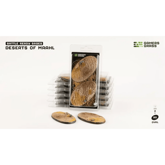 Gamers Grass Battle Ready Bases - Deserts of Maahl Oval 90mm (x2) - Loaded Dice