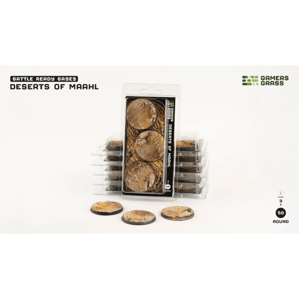 Gamers Grass Battle Ready Bases - Deserts of Maahl Round 50mm (x3) - Loaded Dice