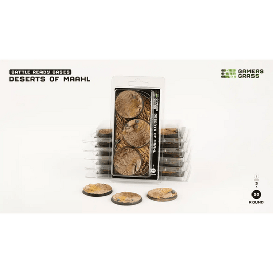 Gamers Grass Battle Ready Bases - Deserts of Maahl Round 50mm (x3) - Loaded Dice