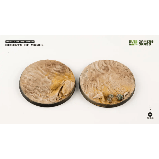Gamers Grass Battle Ready Bases - Deserts of Maahl Round 60mm (x2) - Loaded Dice
